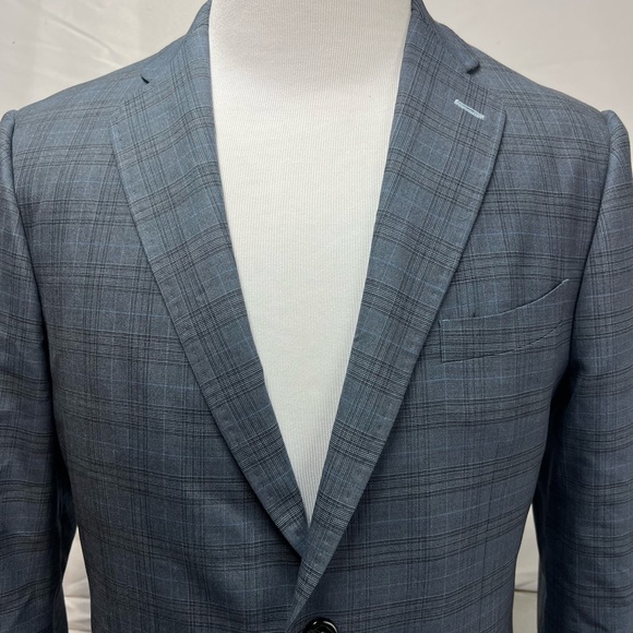 Custom Tailored Men's 36R Slate Blue Gray Plaid 2-Button Blazer Jacket Bespoke - Picture 8 of 8